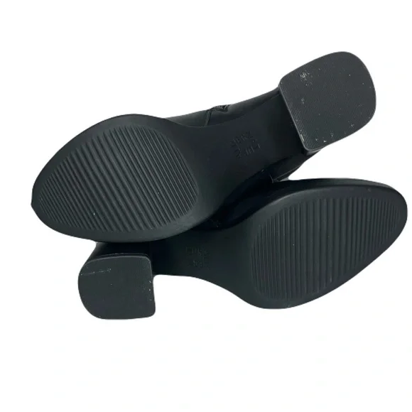 Naturalizer Sleek Black Leather Chunky Block Heeled Ankle Boots - Picture 5 of 9